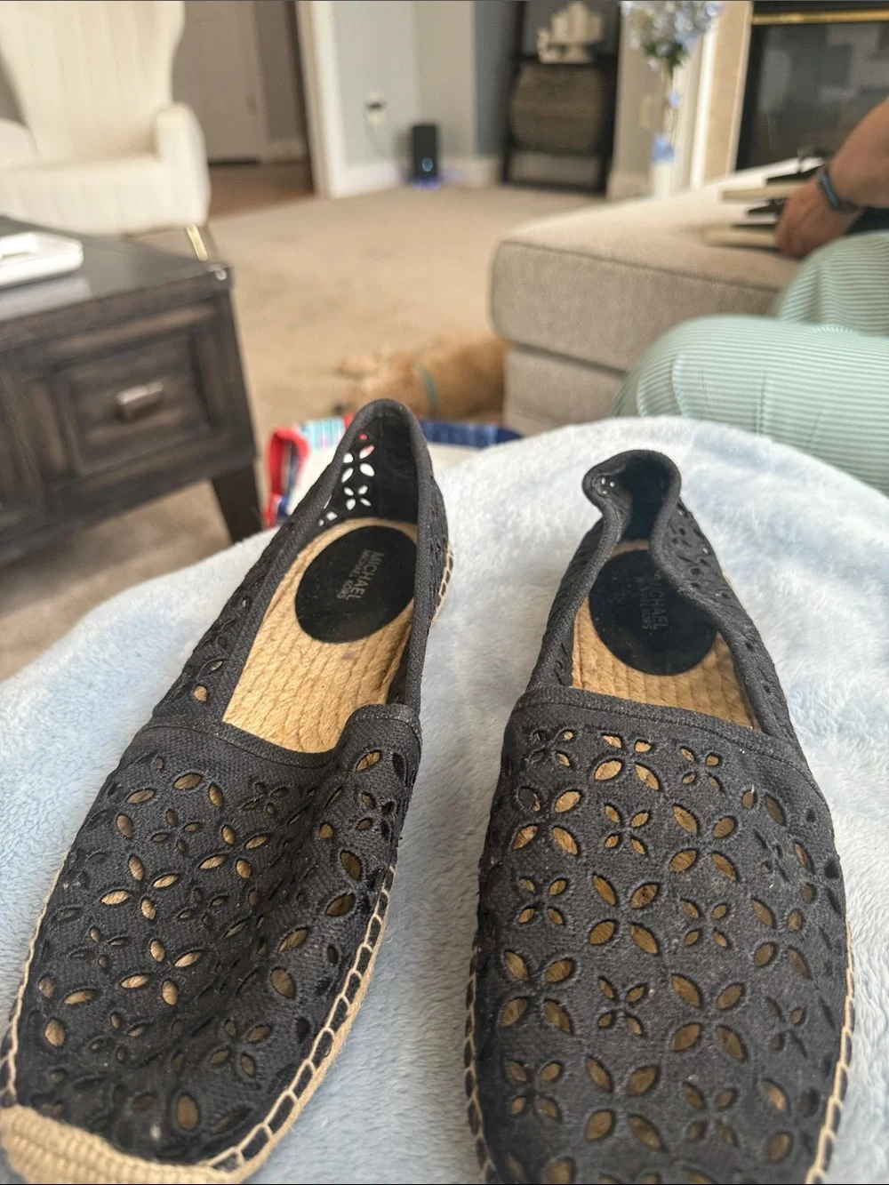 Michael Kors Black Laser-Cut Espadrille Flats